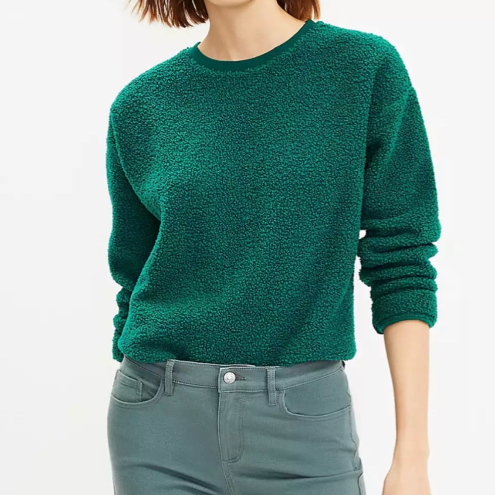 Small Cozy Green Sherpa Loft Sweatshirt